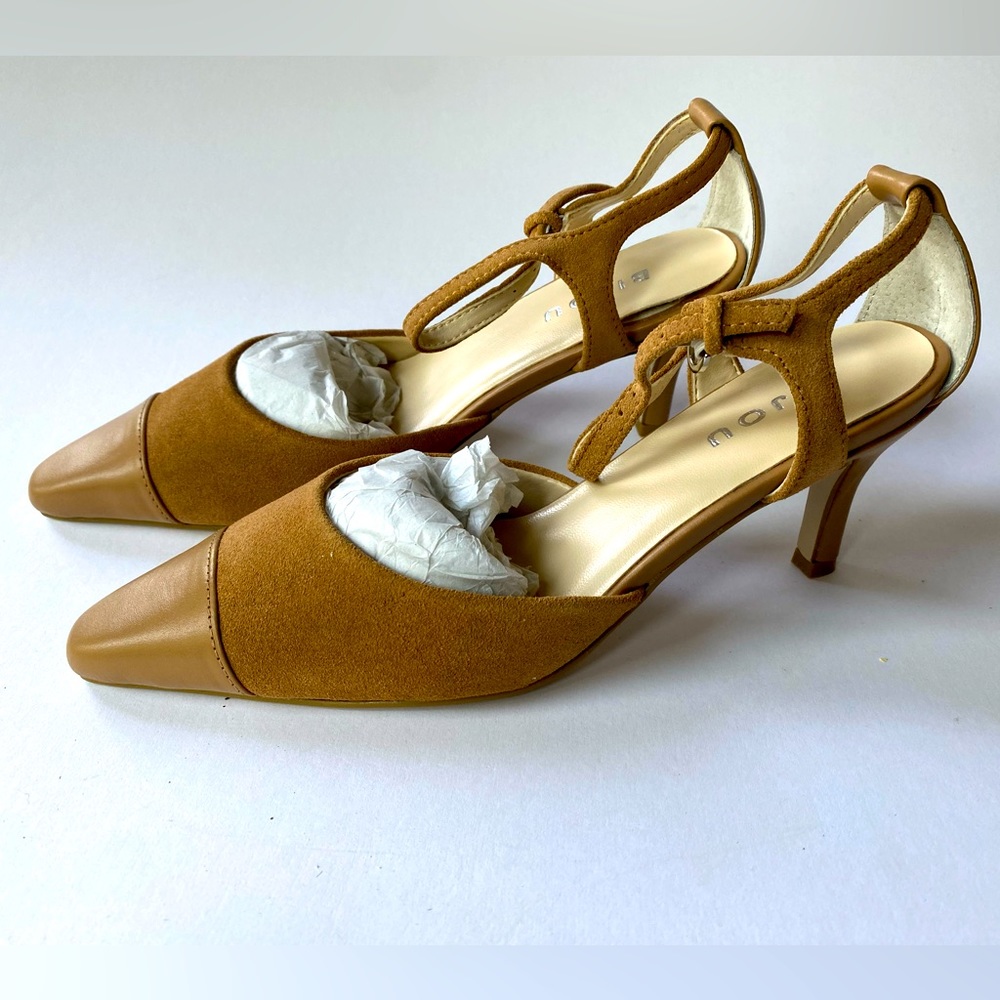 Nude suede Sling Back Heels